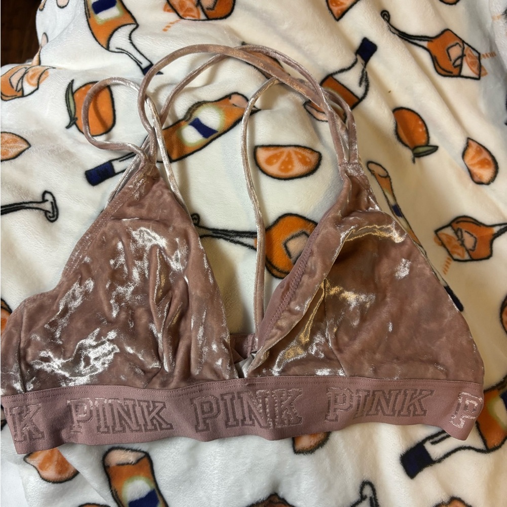 PINK Victoria's Secret Velvet Bralette in Dusty Rose